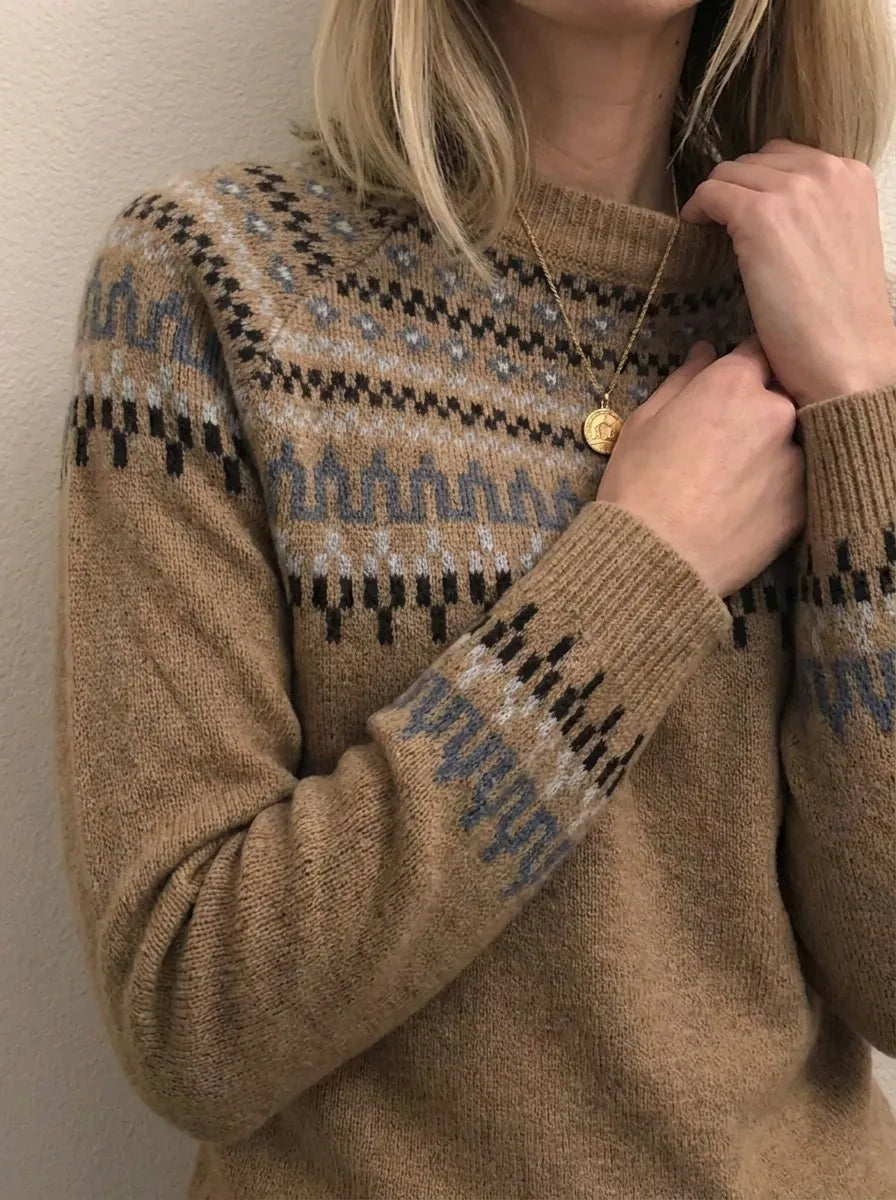 Mie | Retro Chic-Pullover mit Rundhalsausschnitt und langen Ärmeln
