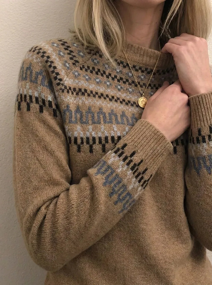 Mie | Retro Chic-Pullover mit Rundhalsausschnitt und langen Ärmeln