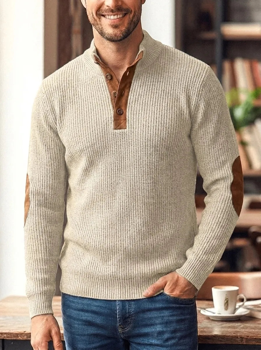 Fredrick | Gerippter Pullover für Herren mit Knopfleiste