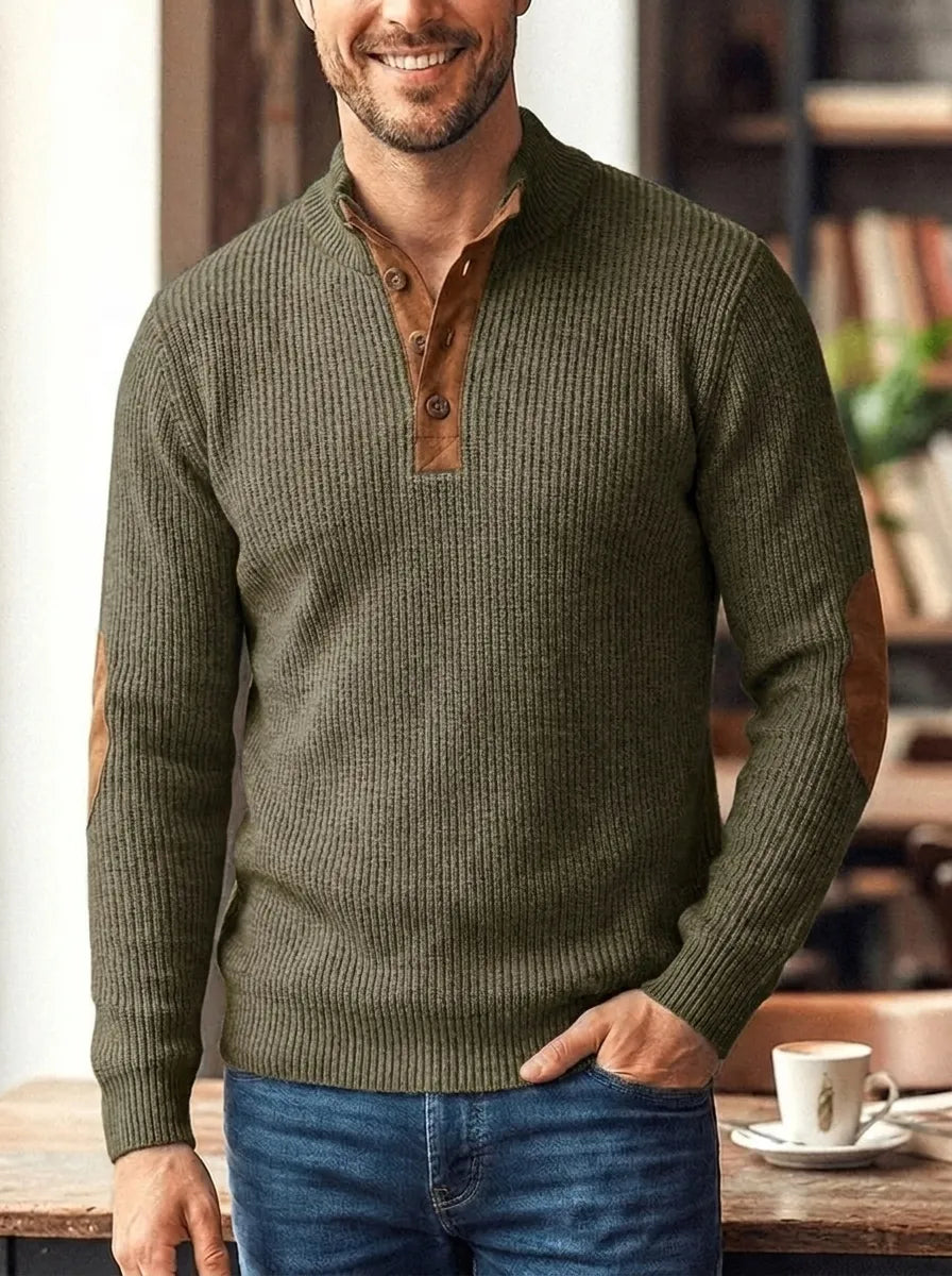 Fredrick | Gerippter Pullover für Herren mit Knopfleiste