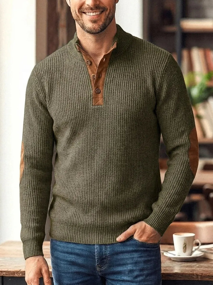 Fredrick | Gerippter Pullover für Herren mit Knopfleiste