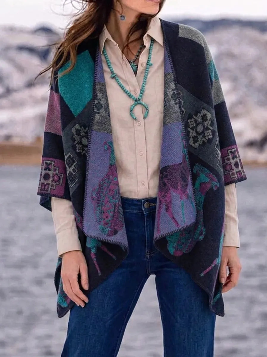 Damen Wickelcardigan mit langen Ärmeln und Fransen