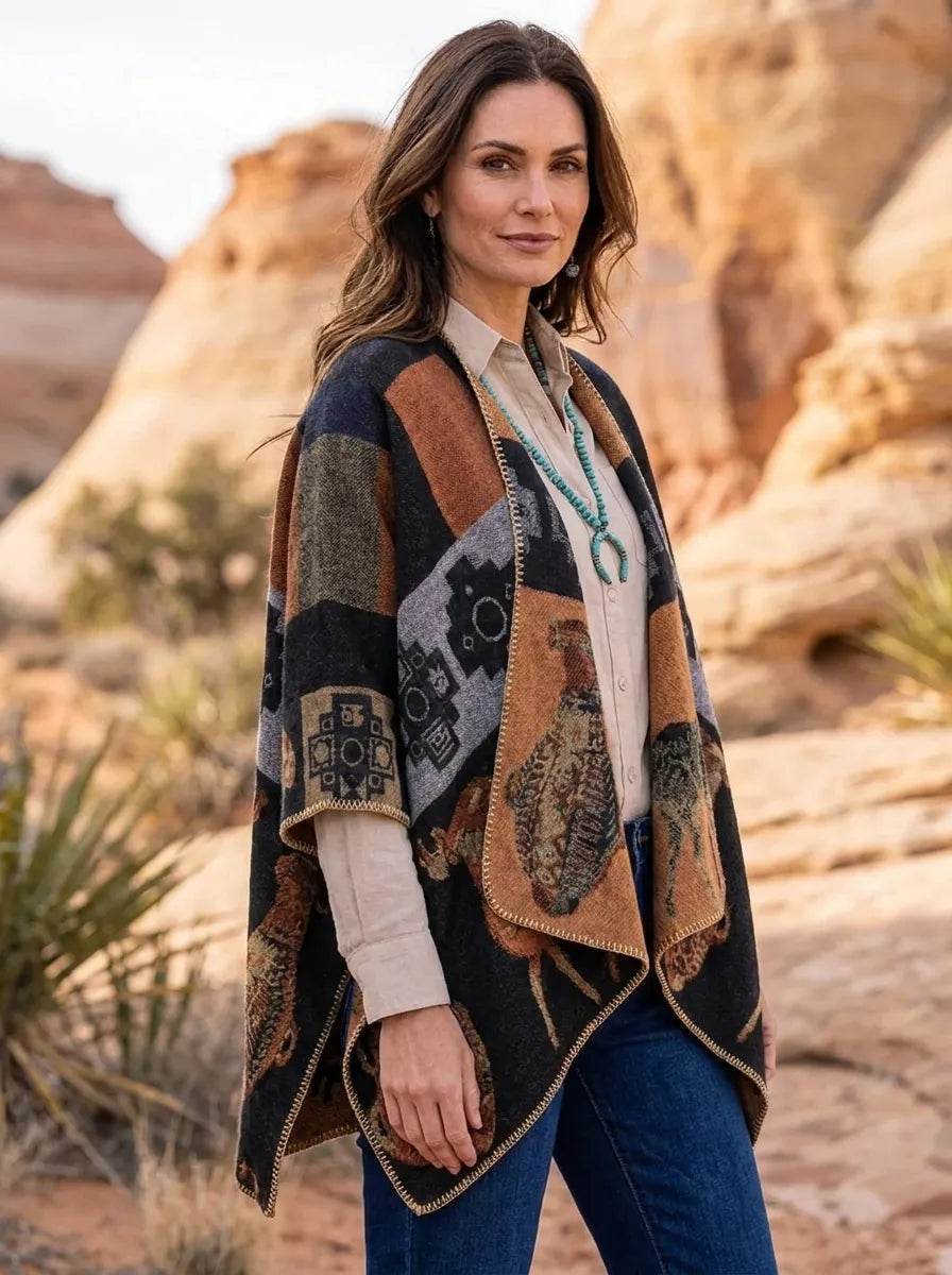 Damen Wickelcardigan mit langen Ärmeln und Fransen