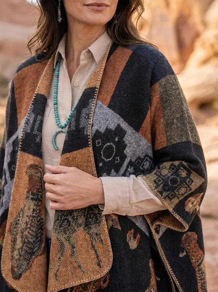 Damen Wickelcardigan mit langen Ärmeln und Fransen