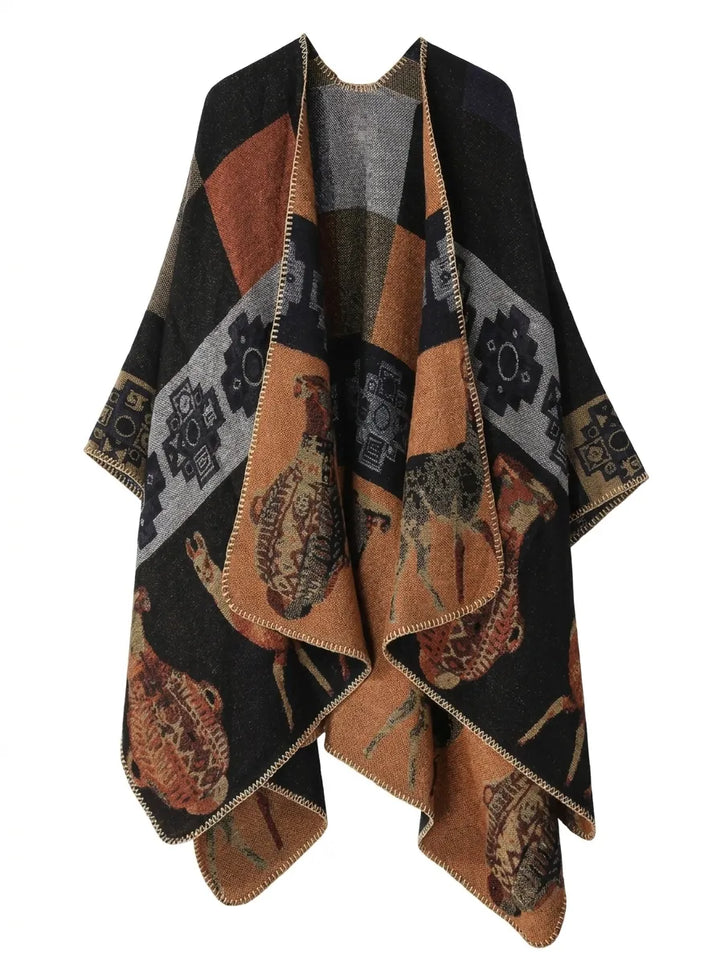 Damen Wickelcardigan mit langen Ärmeln und Fransen