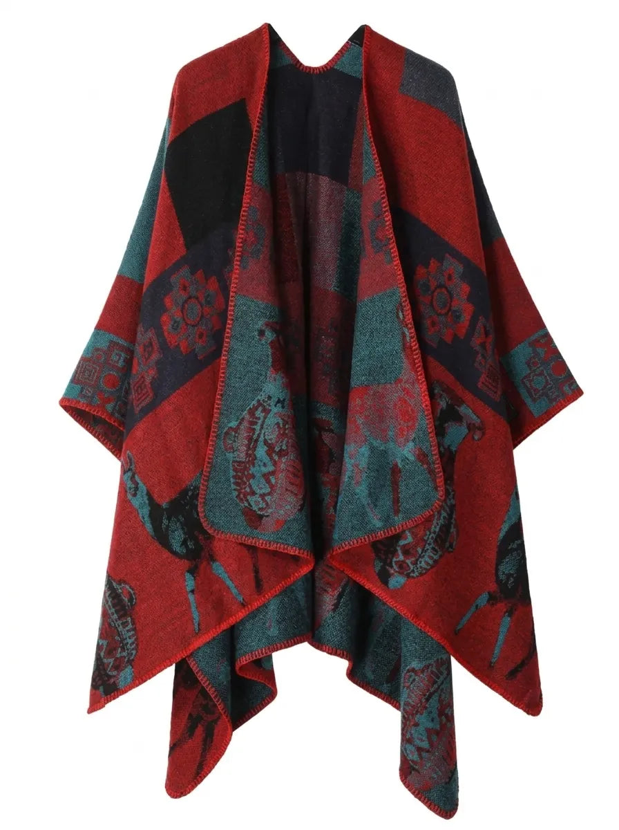 Damen Wickelcardigan mit langen Ärmeln und Fransen