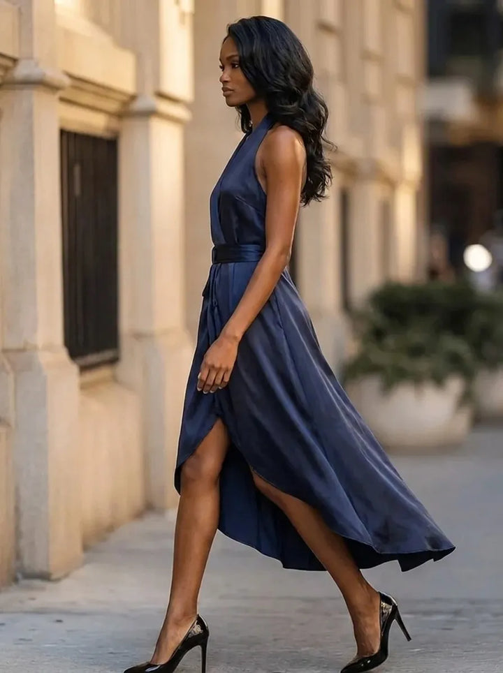 Nocturna | Elegante vestido clásico para mujer con escote halter