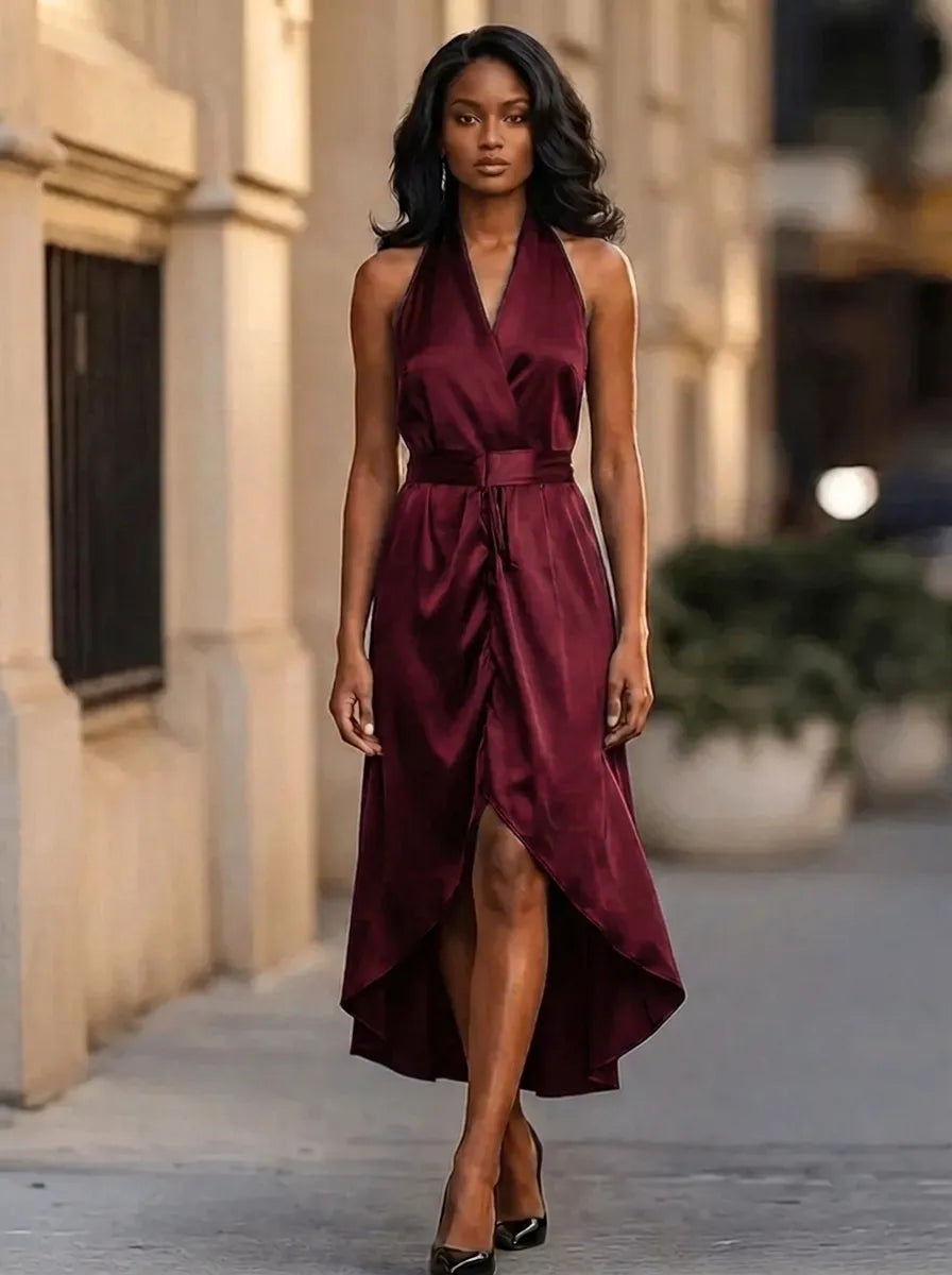 Nocturna | Elegante vestido clásico para mujer con escote halter