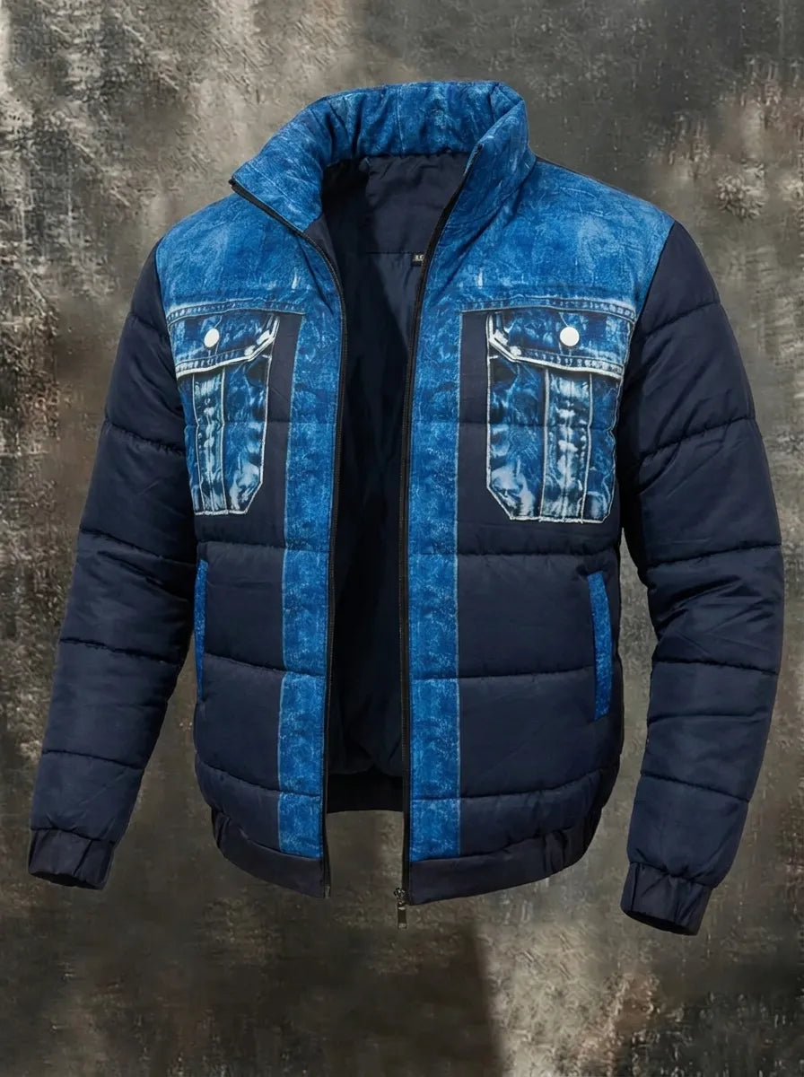 Fletcher | Giacca ibrida trapuntata in denim da uomo a maniche lunghe