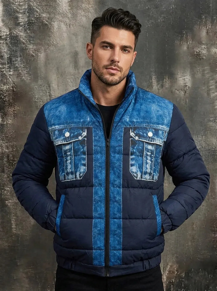 Fletcher | Giacca ibrida trapuntata in denim da uomo a maniche lunghe