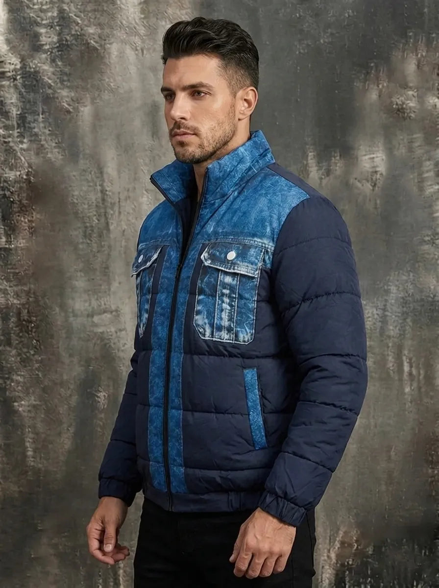 Fletcher | Giacca ibrida trapuntata in denim da uomo a maniche lunghe