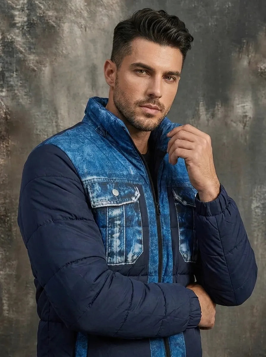 Fletcher | Giacca ibrida trapuntata in denim da uomo a maniche lunghe