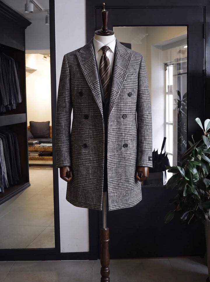 Bruno | Trenchcoat mit Hahnentrittmuster und langen Ärmeln