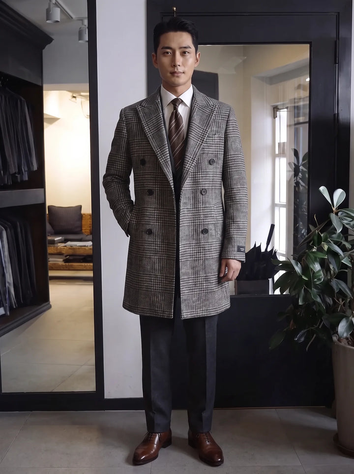 Bruno | Trenchcoat mit Hahnentrittmuster und langen Ärmeln