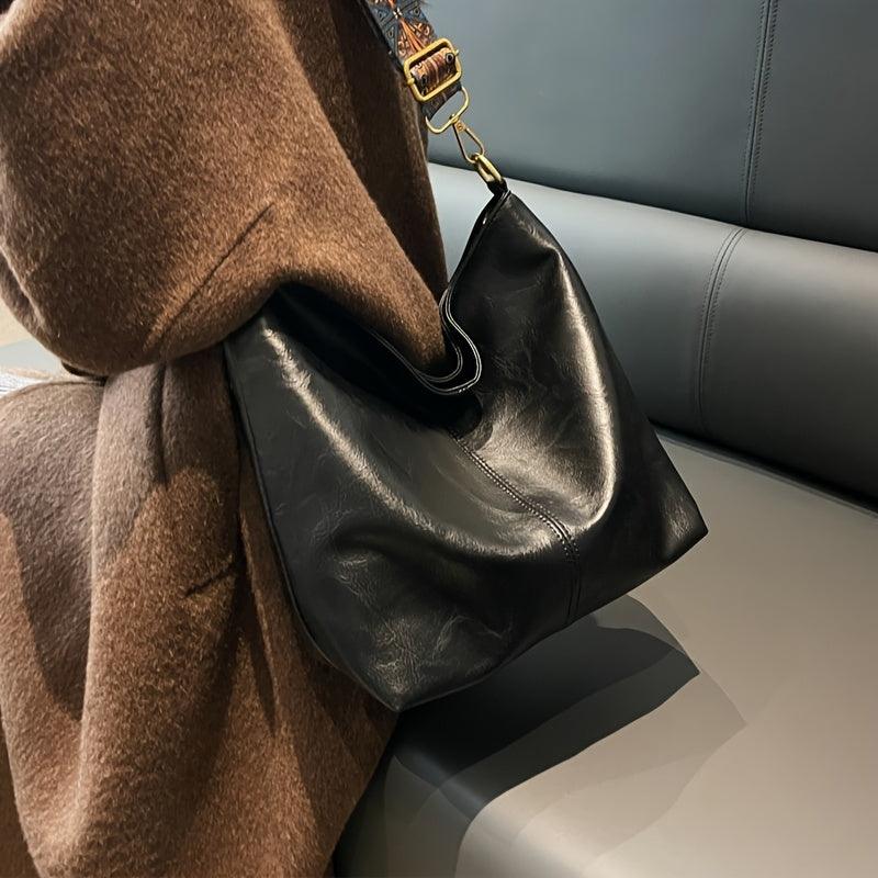 Embjørg | Klassische Schultertasche für Damen mit verstellbarem gemustertem Tragegurt