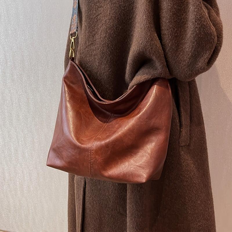 Embjørg | Klassische Schultertasche für Damen mit verstellbarem gemustertem Tragegurt