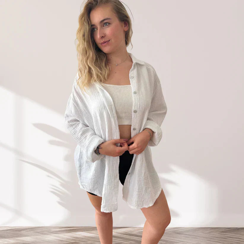 NAYA | Oversized Shirt für Damen mit Rundhalsausschnitt und kurzen Ärmeln