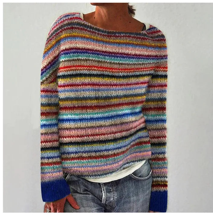 SILVIA | Retro-Pullover für Damen mit Rundhalsausschnitt und langen Ärmeln