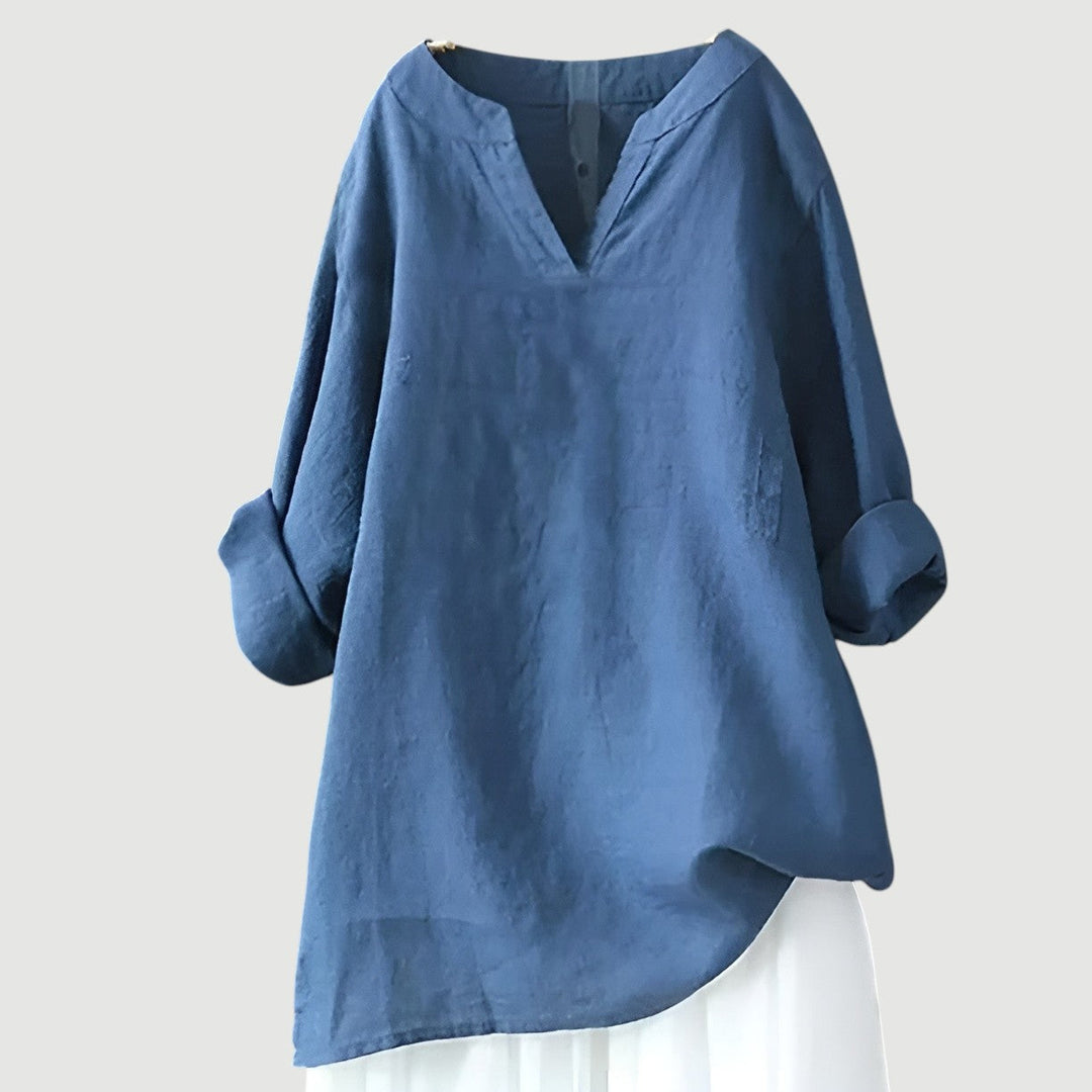 Emaliah | Luftiges, Bequemes Shirt für Damen mit V-Ausschnitt und langen Ärmeln