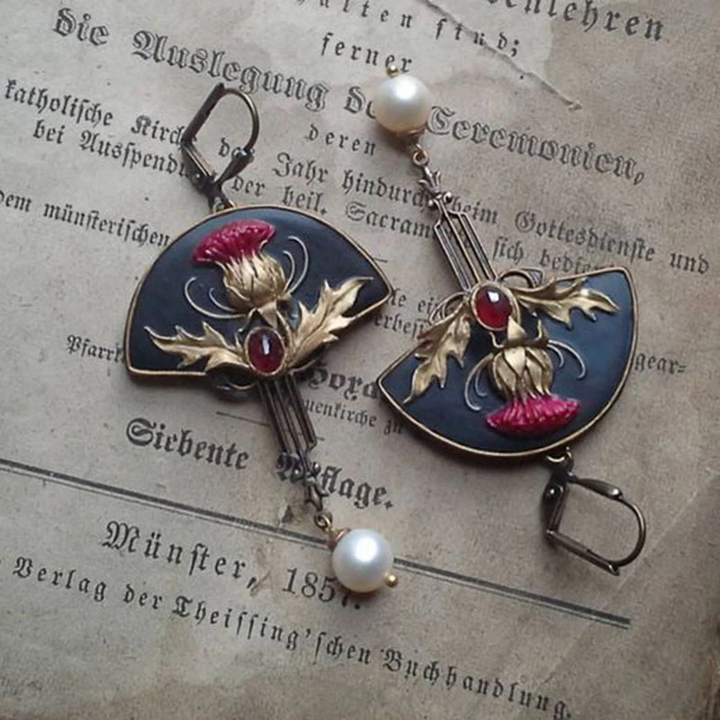 Vintage Rote Perlen Ohrringe für Damen