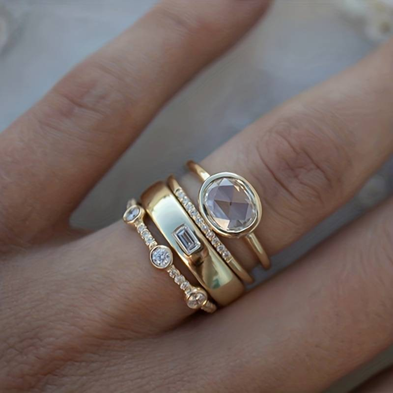 Raquel | Vintage Goldring-Set für Damen mit Zirkonia