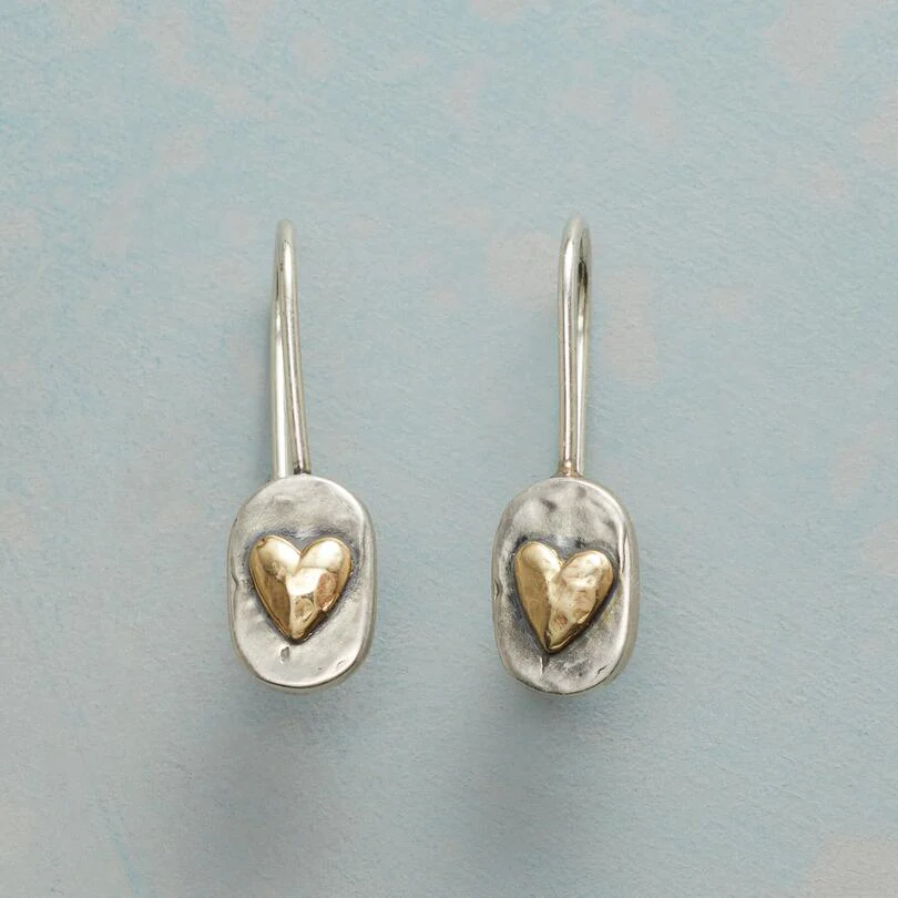 Vintage Silber Goldene Herz Ohrringe für Damen
