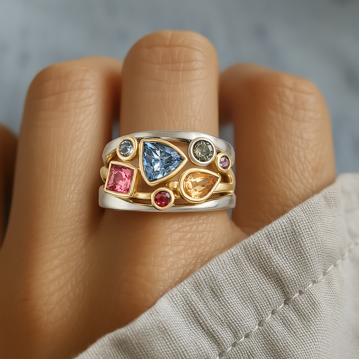 Vintage Ring Bunter Zirkon für Damen