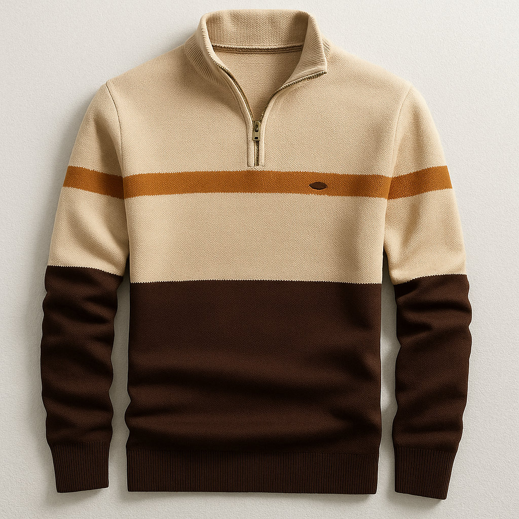 Elston Heritage Pullover für Herren mit Viertelzip und Stehkragen