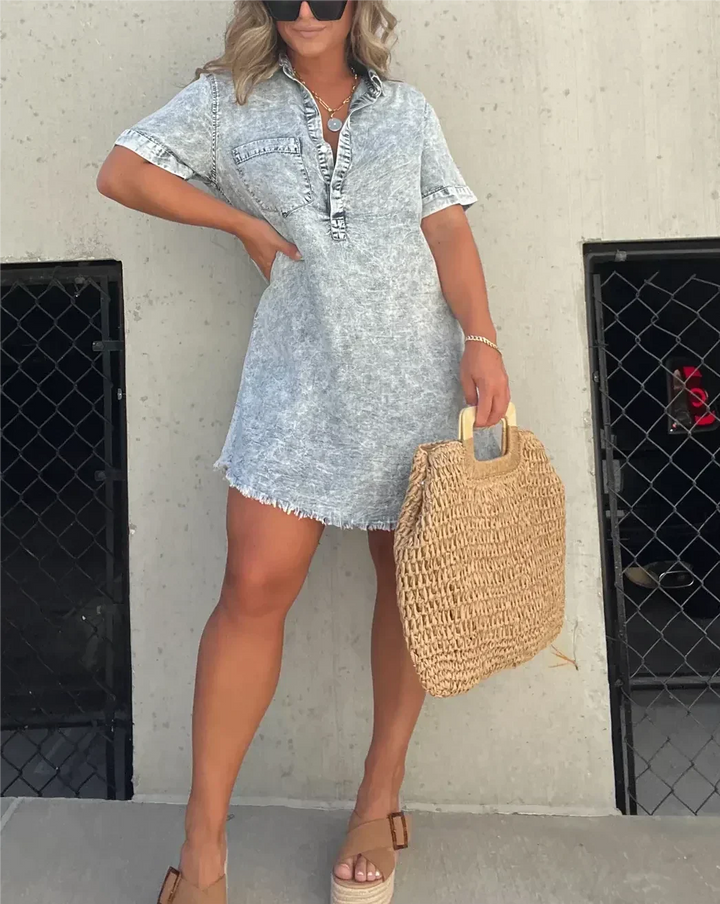 Vera | Denim Hemdkleid mit langen Ärmeln