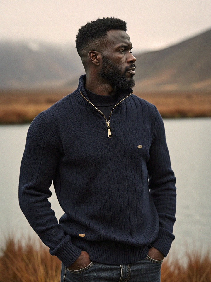 Jonas | Strickpullover für Herren mit Stehkragen und langen Ärmeln