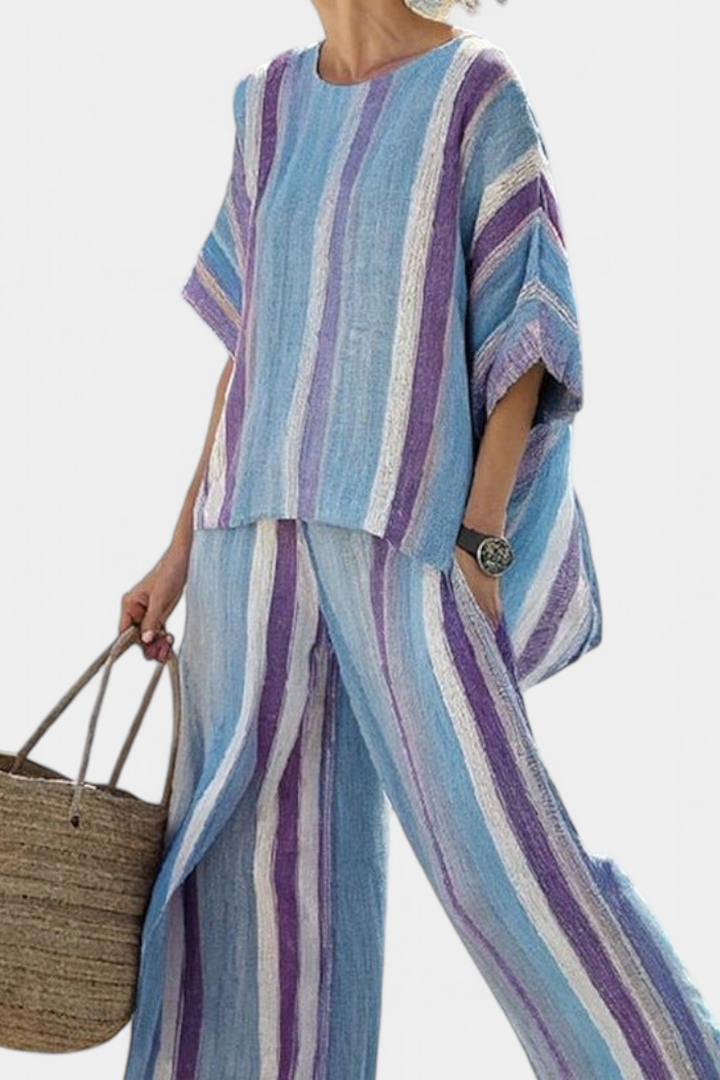 Ginevra | elegantes mauve Pastelloberteil und gestreifte Hose