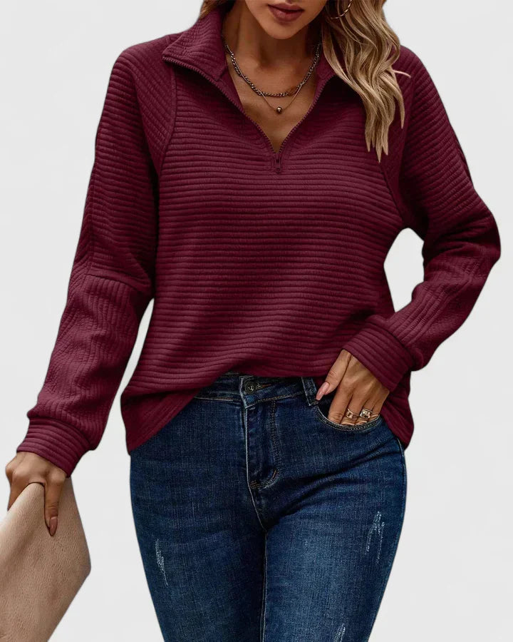 Cathrin | Eleganter Pullover für Damen mit V-Ausschnitt und langen Ärmeln
