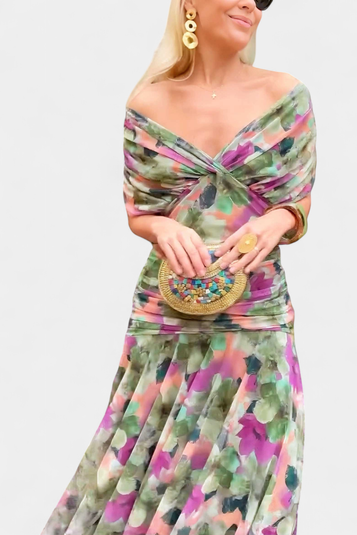 Alondra | V-Ausschnitt Langes Floral-Maxikleid für Damen