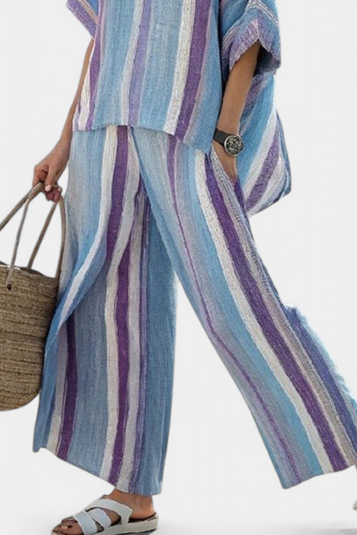 Ginevra | elegantes mauve Pastelloberteil und gestreifte Hose