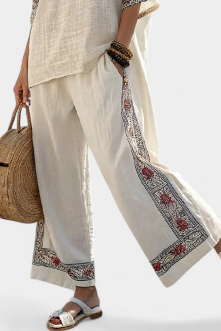 Tiziana | essentielle bestickte Bluse und weite Hose