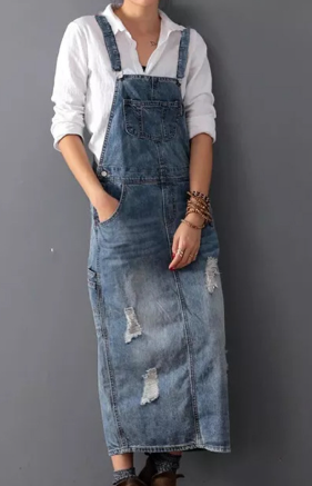 Demi | Lässiges Denim Overall Kleid für Damen mit Rundhalsausschnitt