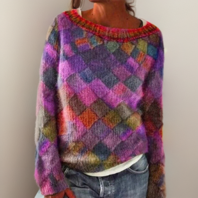 Mirabelle | Farbiger loser Pullover für Damen mit Rundhalsausschnitt