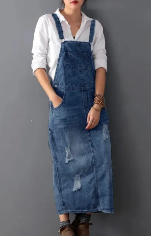 Demi | Lässiges Denim Overall Kleid für Damen mit Rundhalsausschnitt