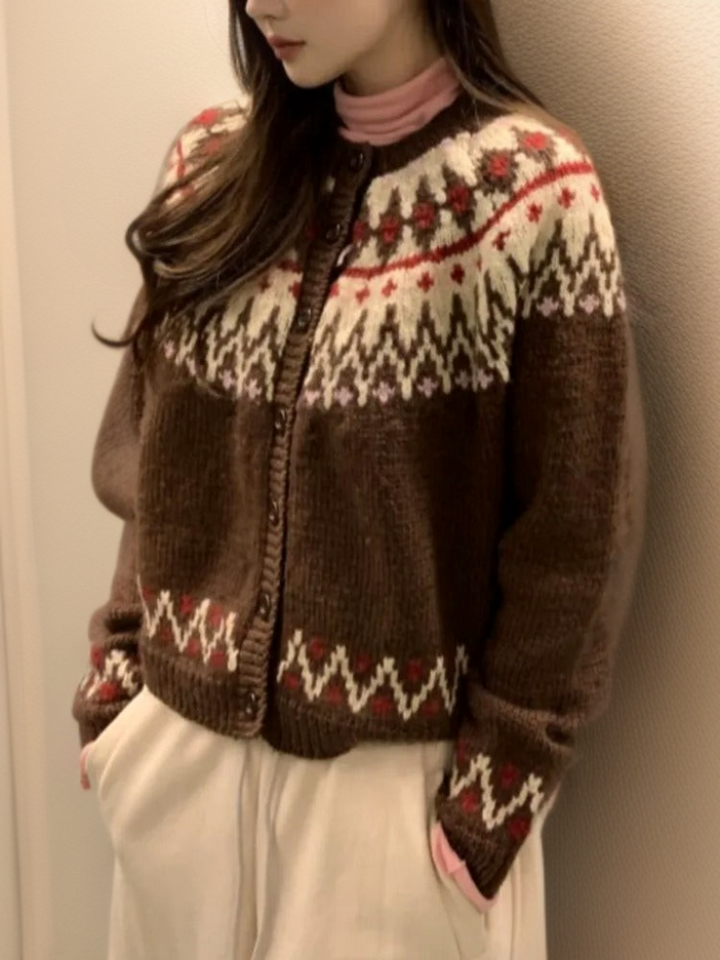 Alia | Stilvoller Vintage-Pullover für Damen mit Rundhalsausschnitt