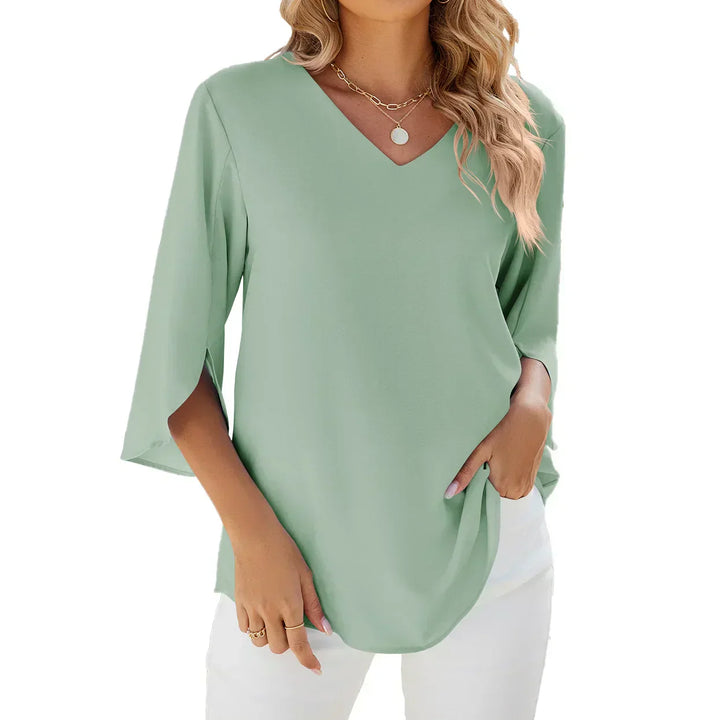 Carmen | V-Ausschnitt Bluse für Damen mit kurzen Ärmeln und langen Ärmeln
