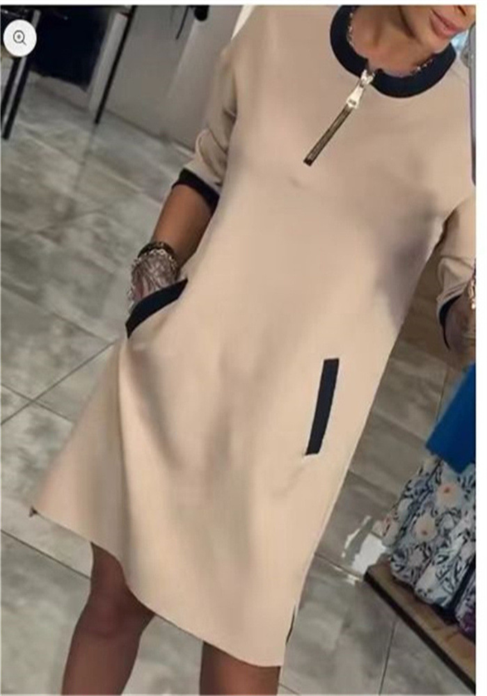 Bertha | Schickes Langarmkleid für Damen mit Rundhalsausschnitt und langen Ärmeln