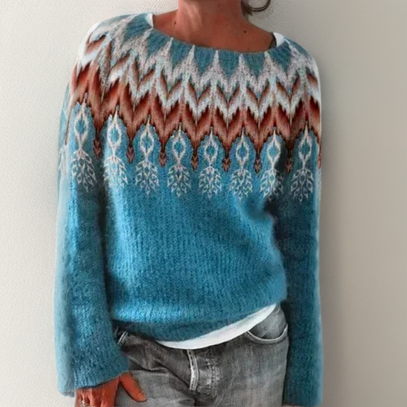 Isolda | Gemütlicher pulli Pullover für Damen mit Rundhalsausschnitt und langen Ärmeln