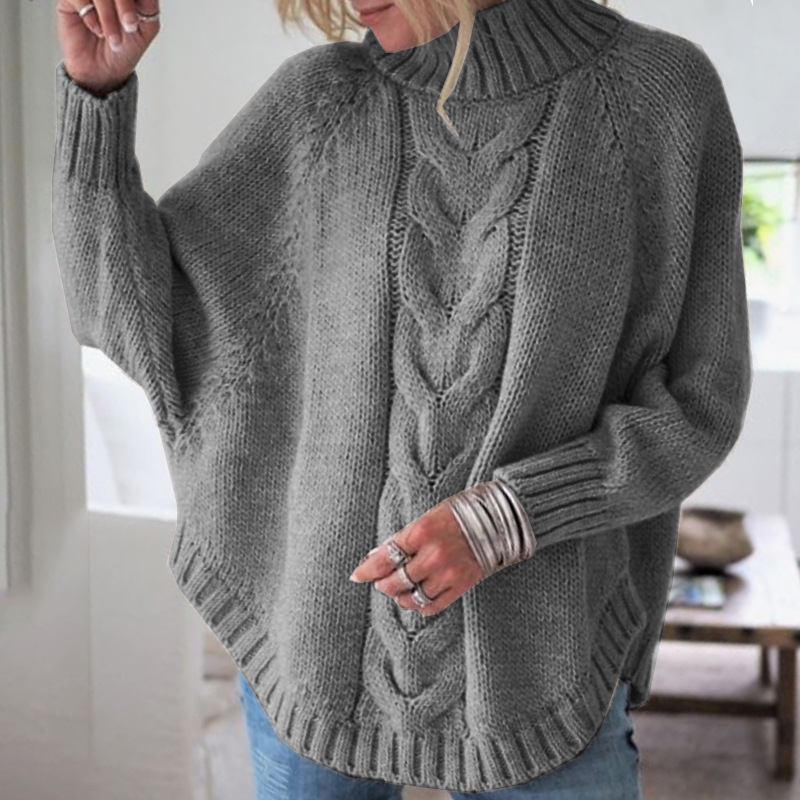 Heidi | Bequemer Vintage Kabelpullover für Damen mit Rollkragen und langen Ärmeln