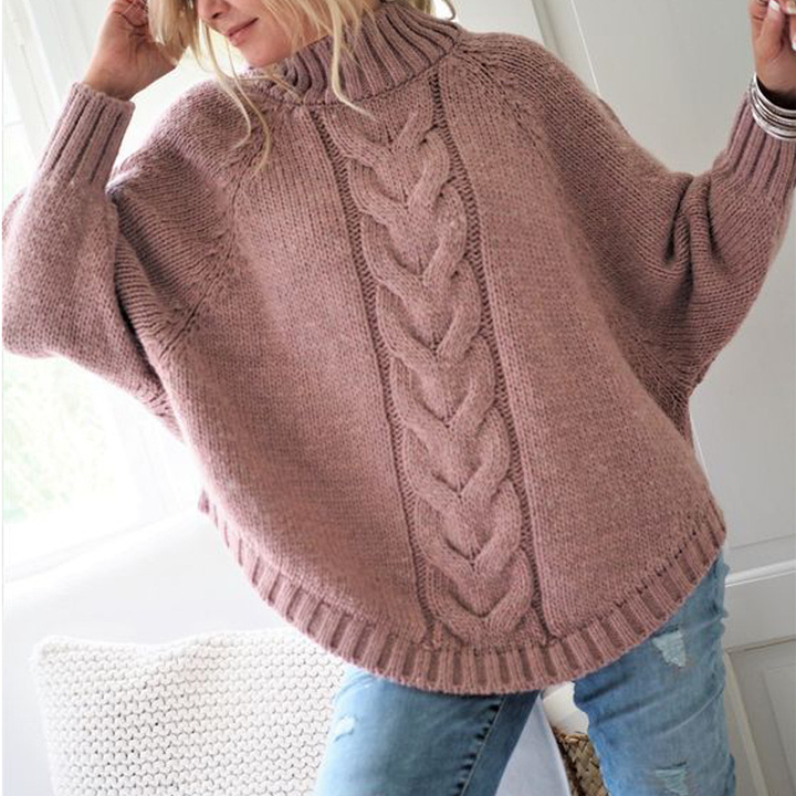 Heidi | Bequemer Vintage Kabelpullover für Damen mit Rollkragen und langen Ärmeln