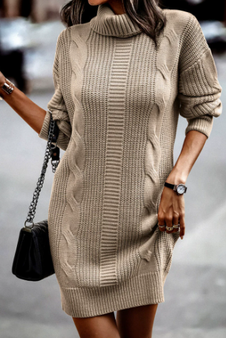 Marga | Elegantes Strickkleid für Damen mit Rollkragen und langen Ärmeln