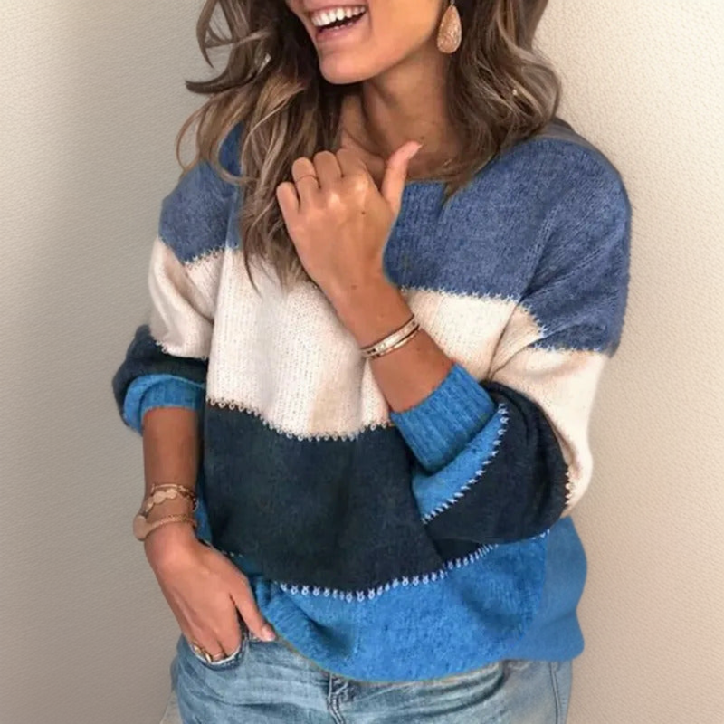 Lianni | Gemütlicher Gestreifter Luxus-Pullover für Damen