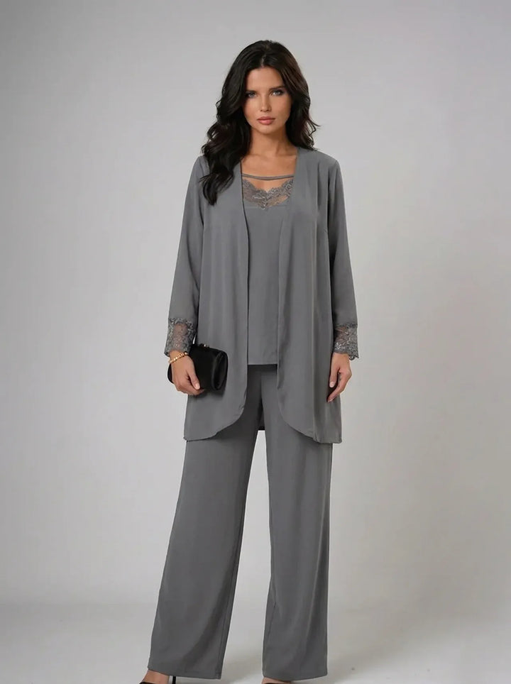 Iva | Elegante conjunto de tres piezas para mujer con escote redondo y mangas largas
