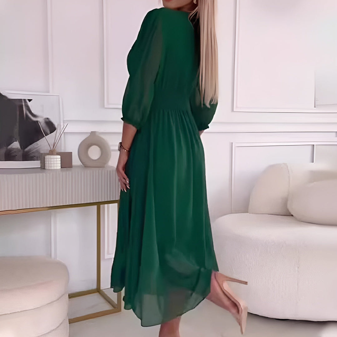 Nia | Stilvolles Wickelkleid für Damen mit V-Ausschnitt und 3/4-Ärmeln