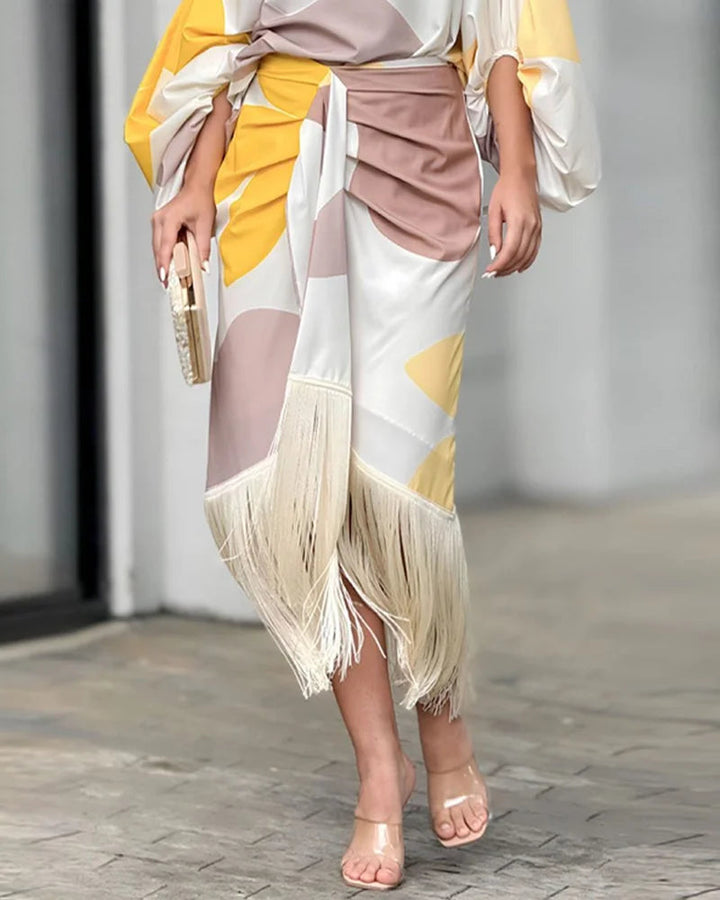 Serena | Elegantes Stilvolles Set mit asymmetrischem Ausschnitt und langen Ärmeln