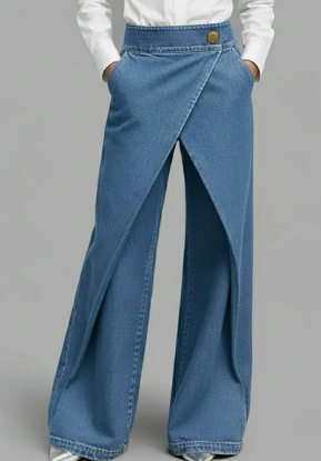 Hochtaillierte, lässige, cropped Wide-Leg Jeans für Damen